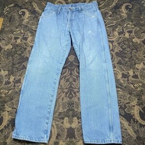 Vtg Round House Jeans Mens Size 34x32 Blue Light Denim Pants Made In USA